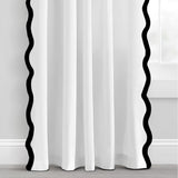 400TC Applique Scalloped Embroidery Cotton Curtain (Set Of 2)