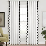 400TC Applique Scalloped Embroidery Cotton Curtain (Set Of 2)