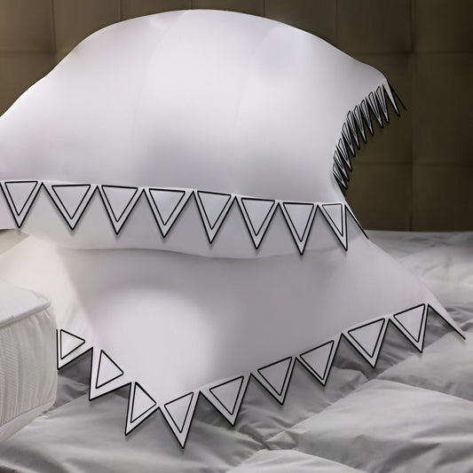 Ashley 400TC Cotton Traingle Embroidery Sateen Solid Euro Pillow Sham