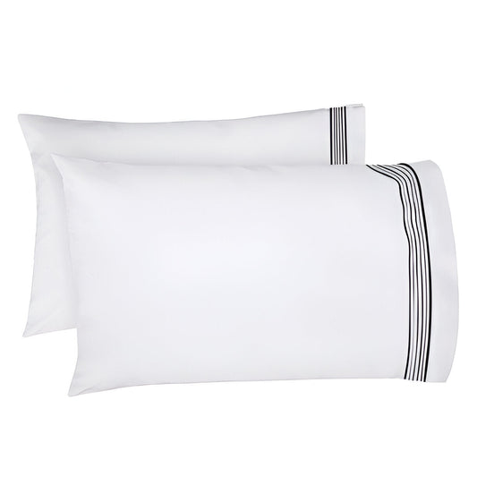 Smart Border 400TC Cotton Embroidery Sateen Solid Pillowcases (Set Of 2)
