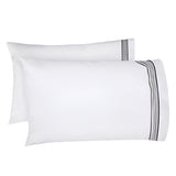 Smart Border 400TC Cotton Embroidery Sateen Solid Pillowcases (Set Of 2)