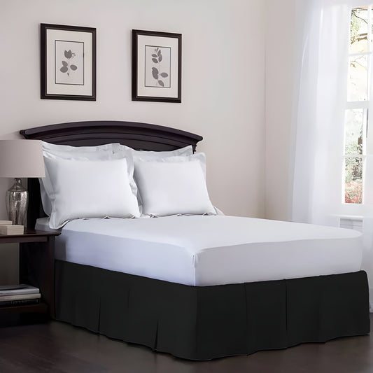 400TC Cotton Sateen Velcro Detachable Pleated Bed Skirt