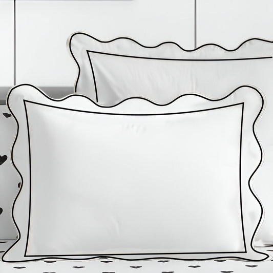 400TC Cotton Scallop Embroidery & Border Sateen Solid Pillow Sham