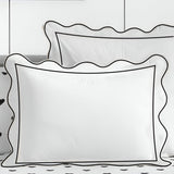 400TC Cotton Scallop Embroidery & Border Sateen Solid Pillow Sham
