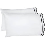 400TC Cotton Scallop Embroidery & Border Sateen Solid Pillowcases (Set Of 2)