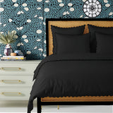 Black 400TC Cotton Small Scallop Embroidery Duvet Cover Set