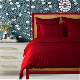 Burgundy 400TC Cotton Small Scallop Embroidery Duvet Cover Set