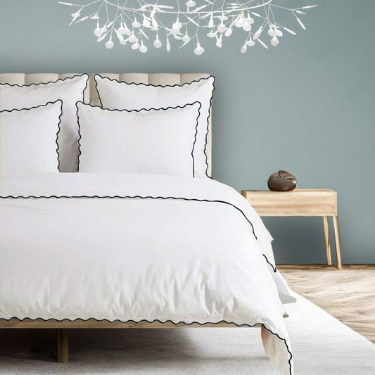400TC Cotton Small Scallop Embroidery Duvet Cover Set