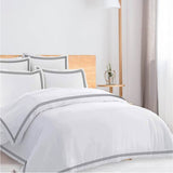 400TC Cotton Triple Edge Embroidery Sateen Solid Duvet Cover Set