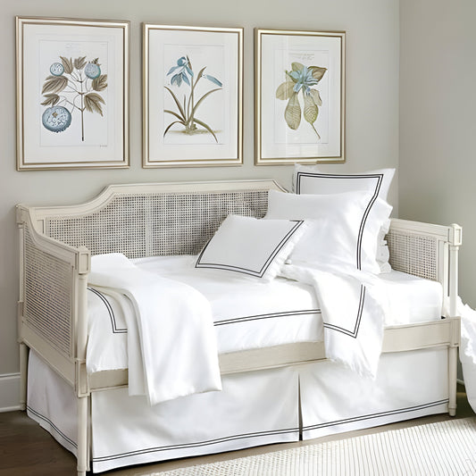 400TC Daybed Sateen Solid Cotton Double Embroidered Tailored Bed Skirt