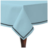 Double Embroidery Border Sateen Cotton Solid Table Cloth - Light Blue