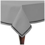 Double Embroidery Border Sateen Cotton Solid Table Cloth - Light Grey