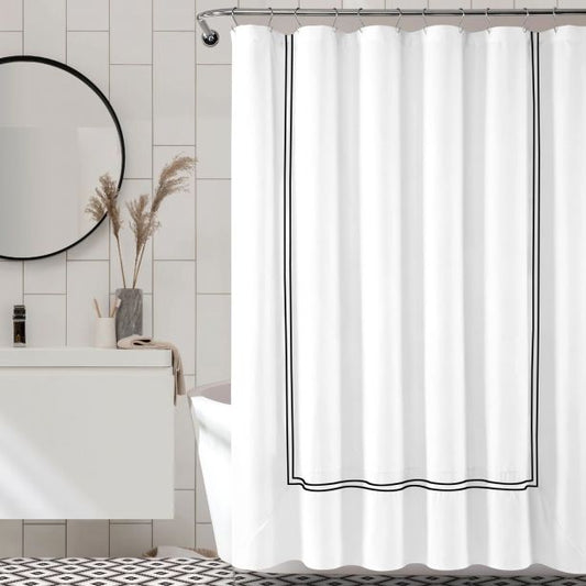 Double Embroidery Shower Cotton Curtain
