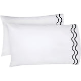 400TC Double Wavy Embroidered Cotton Pillowcases (Set of 2)
