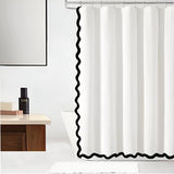 Scallop Thick Banded Cotton Shower Curtain