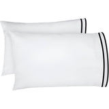 400TC Embroidery & Border Cotton Sateen Solid Pillowcases (Set Of 2)