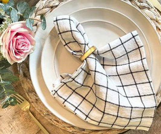 Black and White Linen Napkins