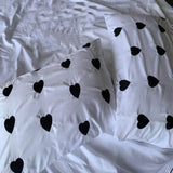 Heart Embroidery Pillow Cover (Set of 1)