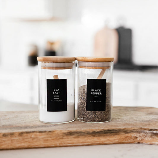 Black Spice Labels 146 Pack Minimalist Design