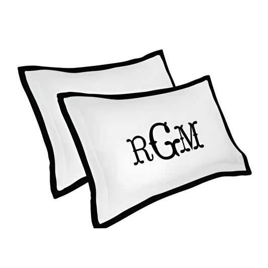 Monogram 400TC Cotton Edge Border Embroidery Pillow Sham