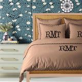 Monogram Taupe 400TC Cotton Small Scallop Embroidery Duvet Cover Set