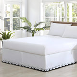 400TC Reverse U Shape Solid Cotton Embroidery Tailored Bed Skirt