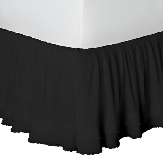 400TC Sateen Solid Cotton Fringe Ruffle Bed Skirt