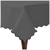 Scallop Embroidery Sateen Cotton Solid Table Cloth - Dark Grey
