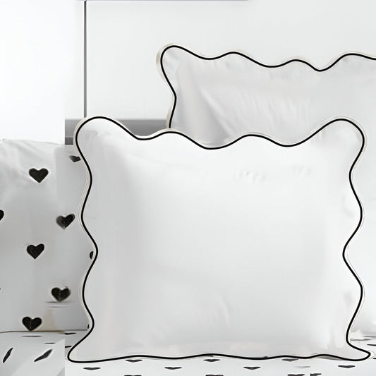 400TC Cotton Scallop Embroidery Sateen Solid Euro Sham
