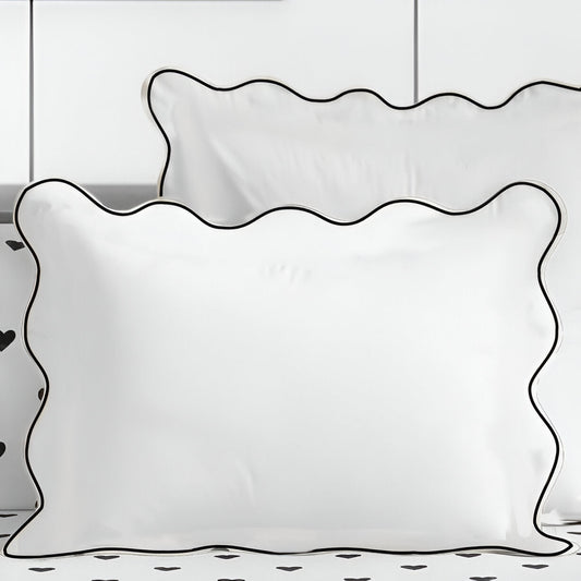 400TC Cotton Scallop Embroidery Sateen Solid Pillow Sham