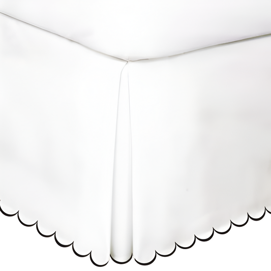 Allena 400TC Sateen Solid Cotton Scallop Embroidery Tailored Bed Skirt