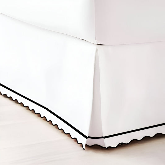 400TC Sateen Cotton Scallop Embroidery & Border Tailored Bed Skirt