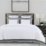 Smart Border 400TC Cotton Embroidery Sateen Solid Duvet Cover Set