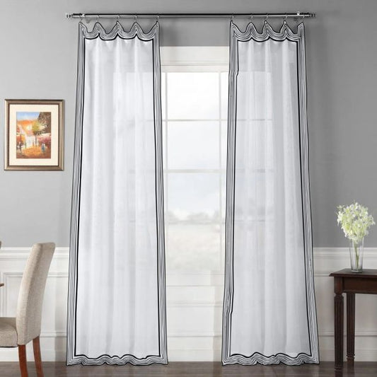 Smart Border 400TC Sateen Cotton Embroidery Curtain (Set Of 2)