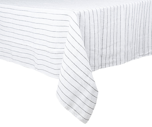 Black Striped Linen Tablecloth