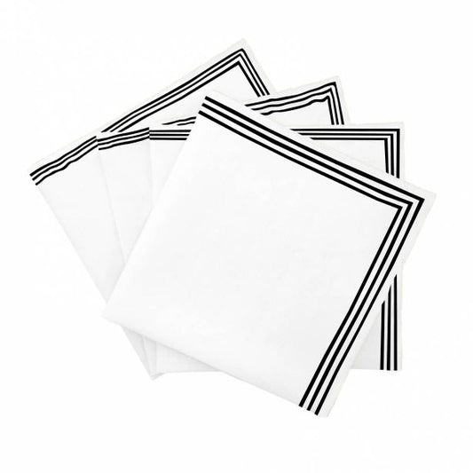 Triple Embroidery Border Cotton Napkins (Set of 4)