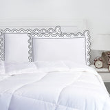 400TC U Shape Scallop Embroidery Cotton Solid Pillow Sham