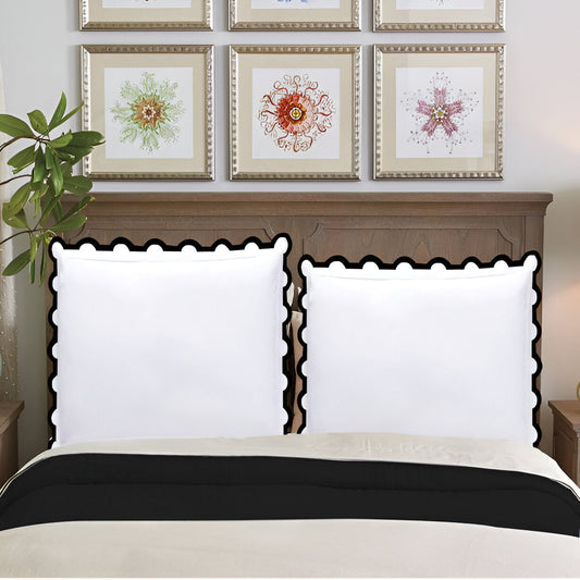 400TC U Shape Applique Embroidery Cotton Euro Sham