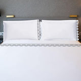 400TC U Shape Scallop Embroidery Cotton Solid Sheet Set