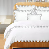 400TC Zig & Zag U Shape Embroidery Cotton Duvet Cover Set