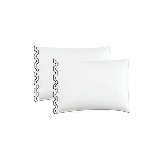 400TC Zig & Zag U Shape Scallop Embroidery Cotton Solid Pillowcases (Set Of 2)