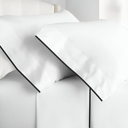 400TC Embroidery Cotton Sateen Solid Sheet Set