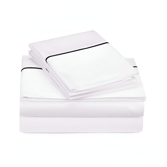 400TC Single Embroidery Sateen Solid Cotton Sheet Set