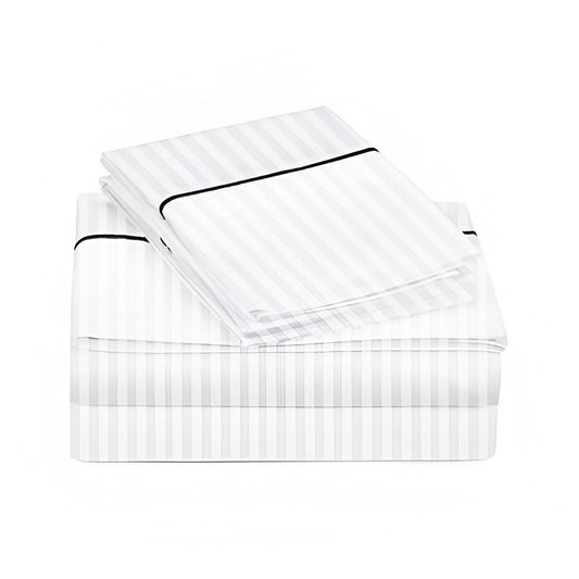 400TC Single Embroidery Sateen Stripe Cotton Sheet Set
