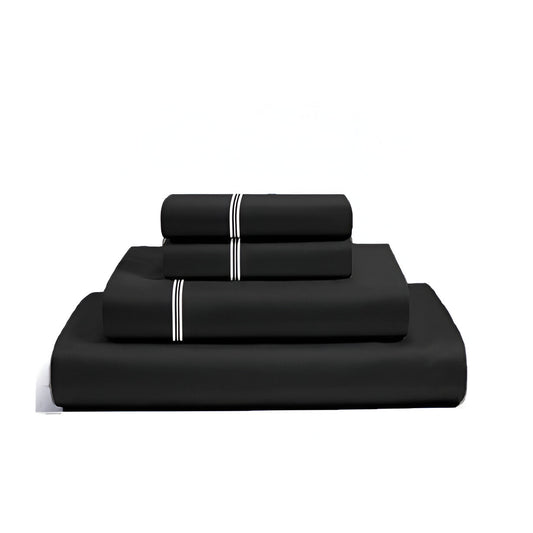 400TC Cotton Classic Luxurious Embroidery Sateen Solid Sheet Set