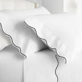 400TC Cotton Scallop Embroidery Sateen Solid Sheet Set