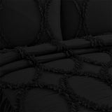 400TC Cotton Sateen Solid Textured Ruffle Bedspread Set