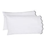 400TC Cotton Scallop Embroidery Sateen Solid Sheet Set
