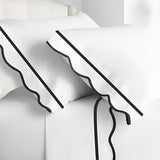 400TC Cotton Scallop Embroidery & Border Sateen Solid Pillowcases (Set Of 2)
