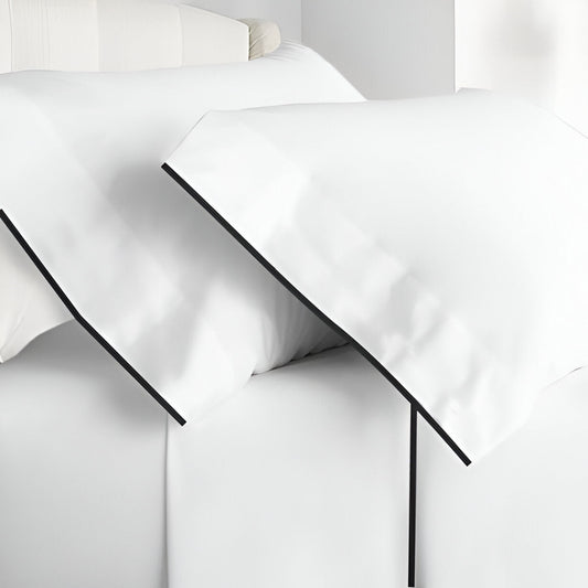 400TC Embroidery Cotton Sateen Solid Pillowcases (Set Of 2)